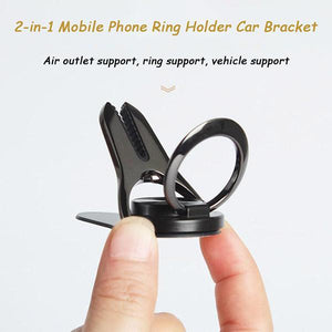 2-in-1 Mobile Phone Ring Holder Car Bracket